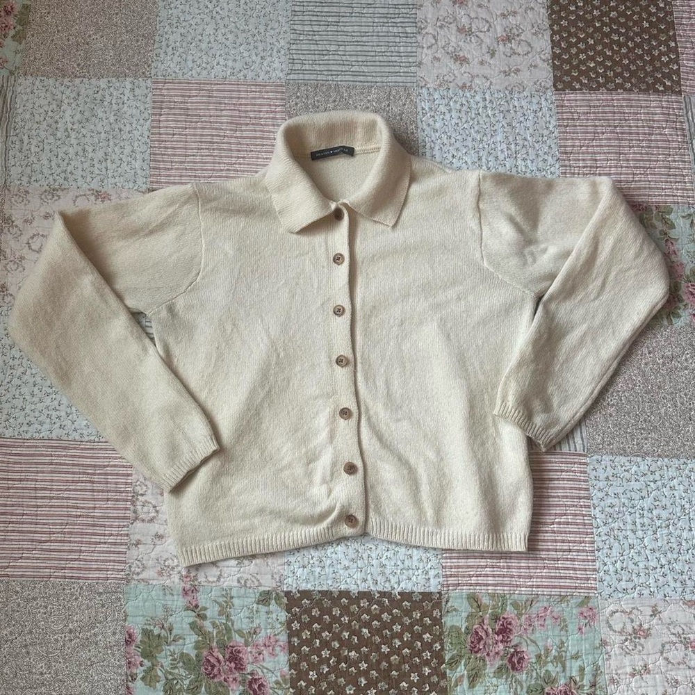 Brandy Melville Elise cream collared wool cardigan